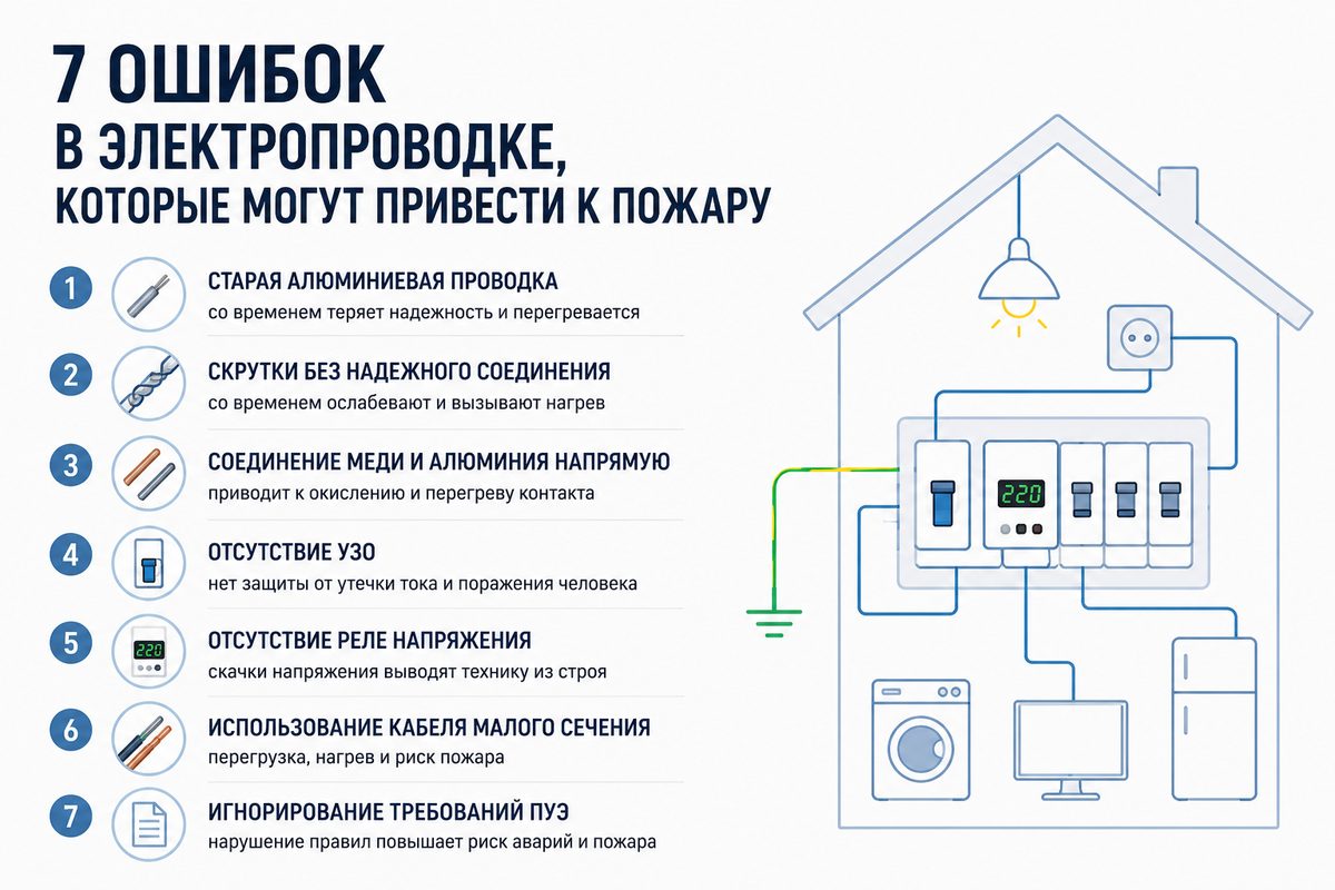 7 распространённых ошибок в электропроводке