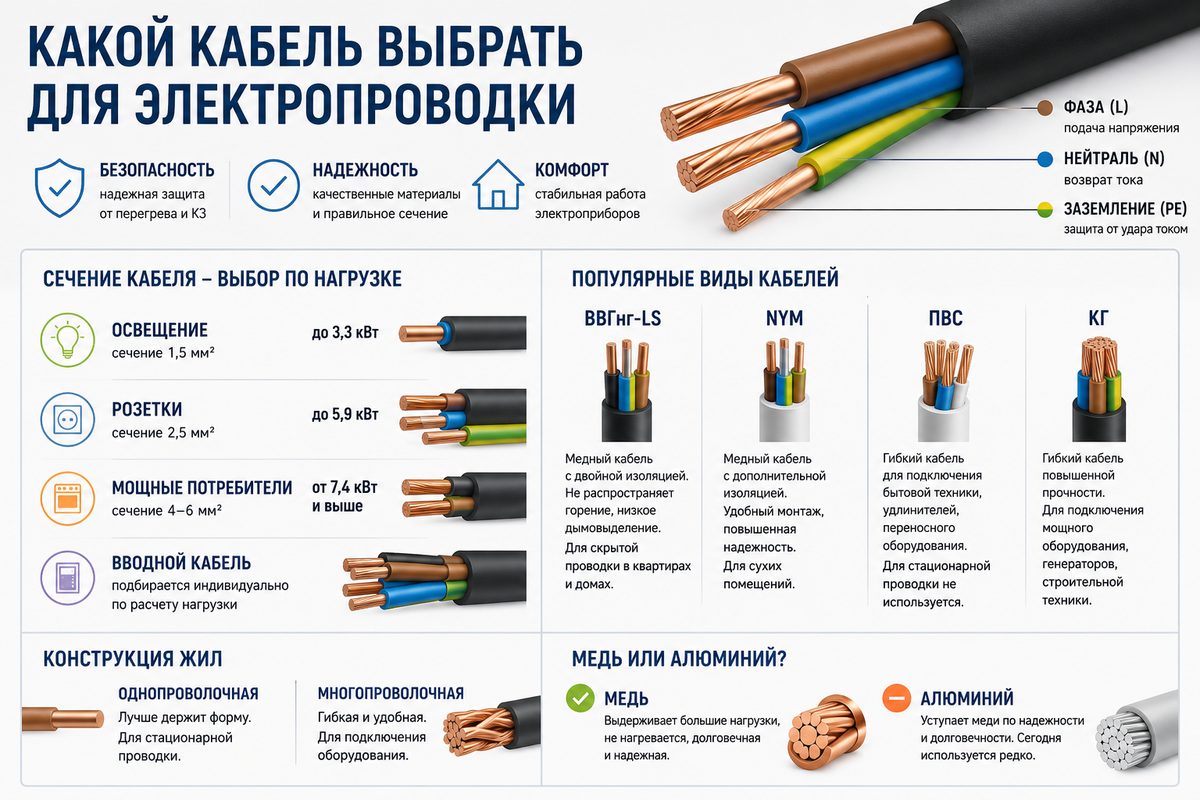 Какой кабель выбрать для электропроводки